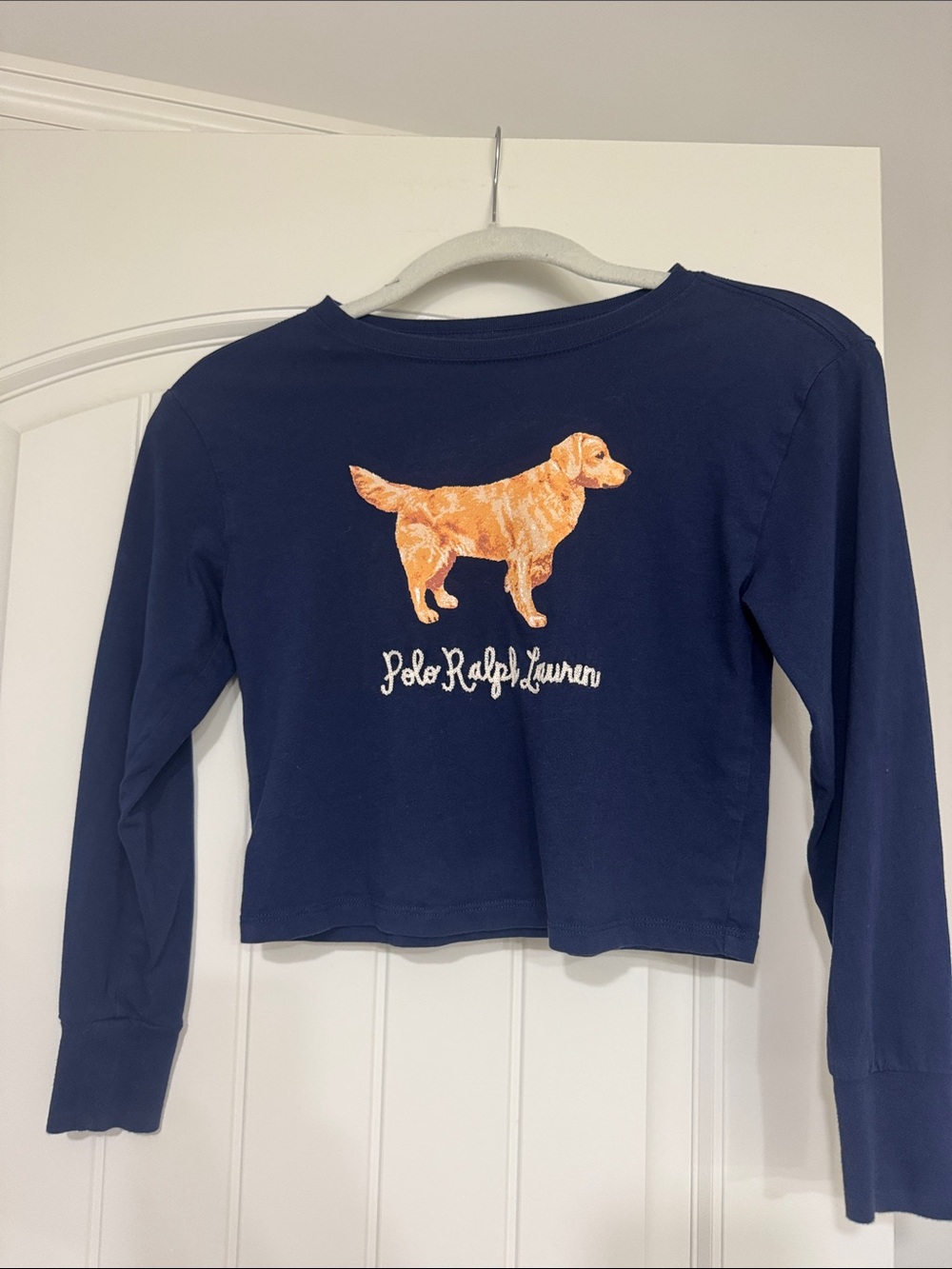 Polo by Ralph Lauren Girls' Navy Long-Sleeve Dog Graphic Top
